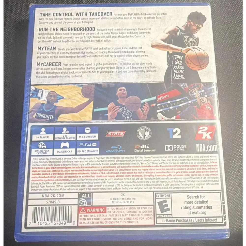 2K NBA 2K19 (2018) E Sports Basketball Multiplayer Online - Sony PS4 Sealed